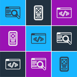 set line ui or ux design front end development vector image