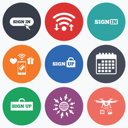 sign in icons login with arrow hand pointer vector image