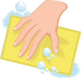 cleaning with dishcloth on white background vector