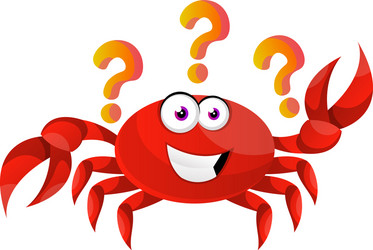 crab with question marks on white background vector