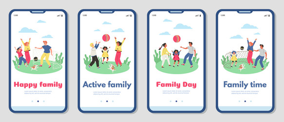 family joint spare time activity onboarding vector