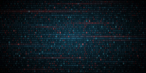 glowing binary software code background random vector image