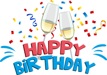 Birds with text happy birthday Royalty Free Vector Image