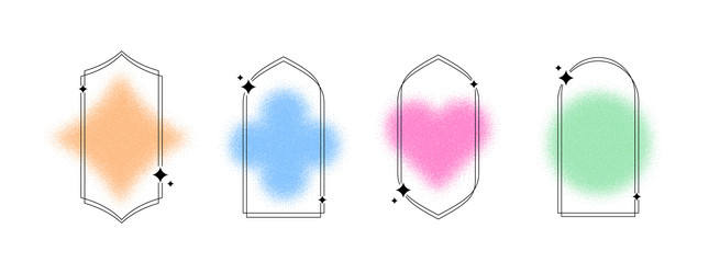set of linear frames with stippled gradients vector image