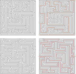 two different mazes of high complexity on white vector