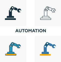 Automation icon set four elements in different vector