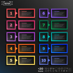 infographic design list with colorful square vector image