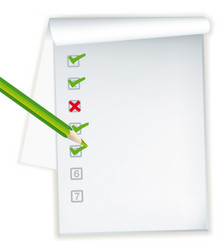 paper notebook open with ticked and crosses vector image