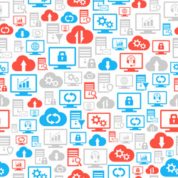 seamless pattern with hosting cloud icons vector image