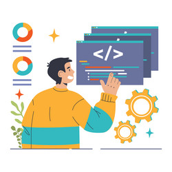 open source software with code available for use vector image