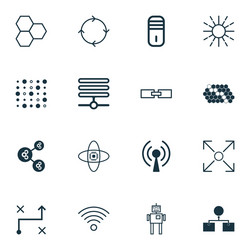 set of 16 machine learning icons includes related vector