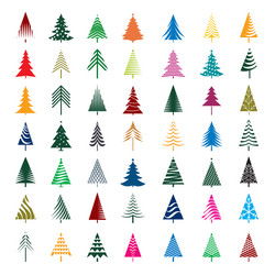 set of color christmas trees vector