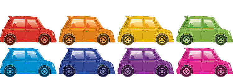 cars in eight different colors vector