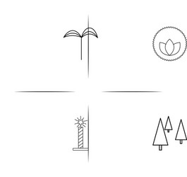 Nature simple linear icon setsimple outline icons vector