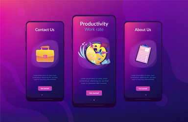 Time management app interface template vector