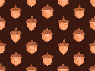 acorns seamless pattern in pixel art style 8 bit vector image
