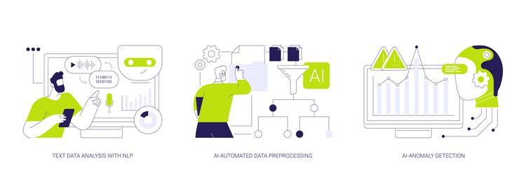 ai automation in data analysis abstract concept vector