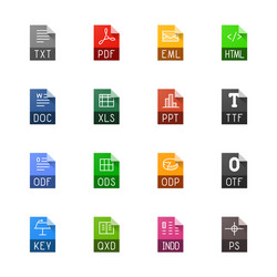 file type icons - texts fonts and page layout vector image