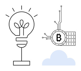 lightbulb with bitcoin symbol and cloud vector image