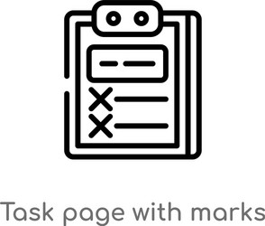 Outline task page with marks icon isolated black vector