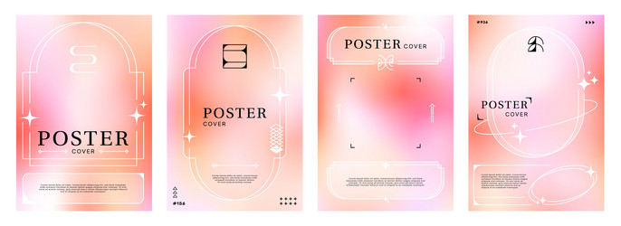 pastel gradient y2k posters with abstract frame vector image