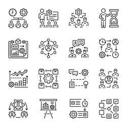 set of skill management linear style icons vector image