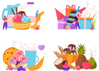 ice cream compositions set Vector Image