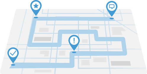road map scheme with different marks in simple vector image