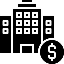 hotel with coin icon bankruptcy related vector