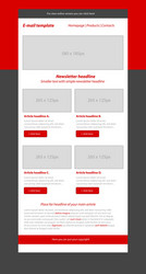 Newsletter red template with business style vector