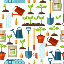 Seamless pattern with agriculture objects vector