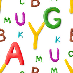 seamless pattern with alphabet handmade modeling vector image