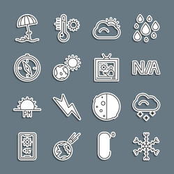 set line snowflake cloud with snow not applicable vector image