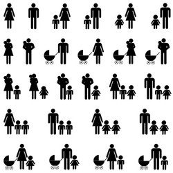 Single Parent Family Icons Set Vector Image