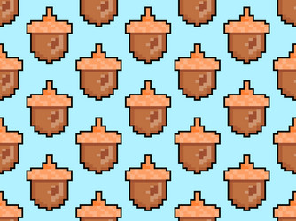 acorns seamless pattern in pixel art style 8 bit vector image