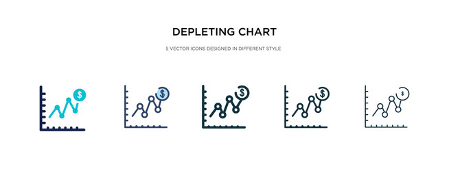 Depleting chart icon in different style two vector