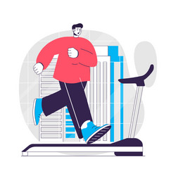 Fitness web concept man running on a treadmill vector