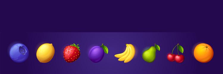 fruit game icons for casino slot machine set vector