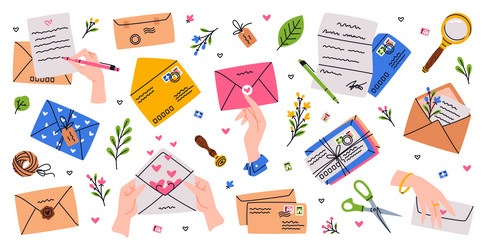 Letter receive and send with envelope and postage Vector Image