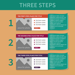template for the list of three steps vector image