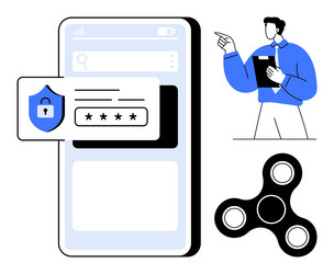 user exploring mobile security with password vector image
