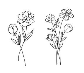 Doodle Bouquet of Wildflowers Vector Image
