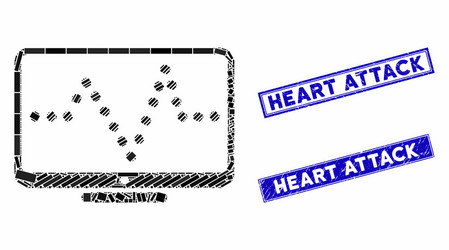 pulse chart mosaic and scratched rectangle vector image
