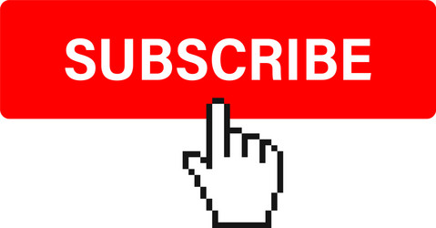 subscribe channel red button with mouse arrow vector image