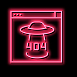 404 internet web page error neon glow icon vector image