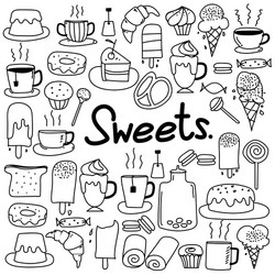 Hand drawn doodle sweets set vector