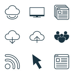 set of 9 internet icons includes team website vector image