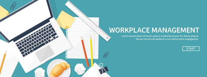 workplace with table and computer vector image