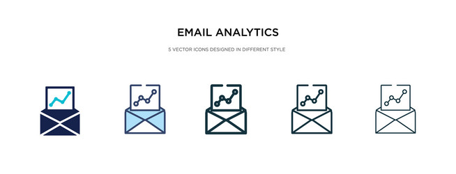 Email analytics icon in different style two vector