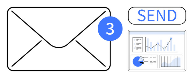 email notification with analytics dashboard vector image